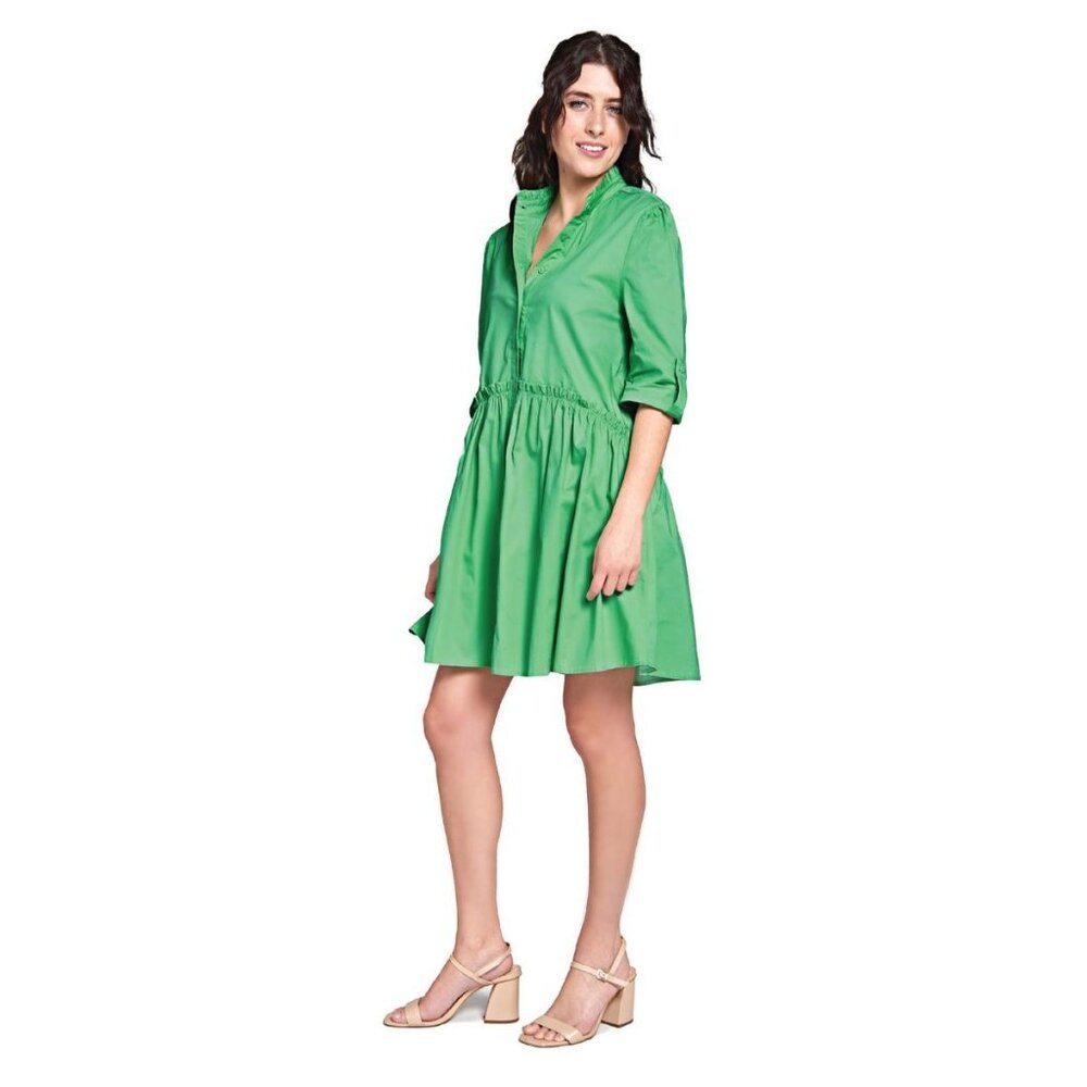 Taylor Tillman CammieGarden Green Ruffle Trim Shirt Dress Womens Size Medium NEW